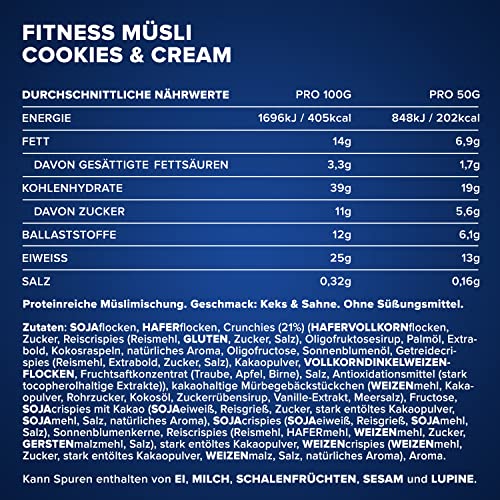 IronMaxx Fitness Müsli - Cookies & Cream 2kg Beutel | Veganes High Protein Müsli mit Crunchies | Reduzierter Zuckergehalt & Ballaststoffreich