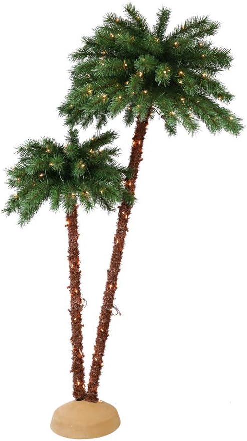 Puleo International 3.5 6 Foot Pre-Lit Artificial Palm Tree with 175 UL Lights 3.5/6' Palm with 175 Lights