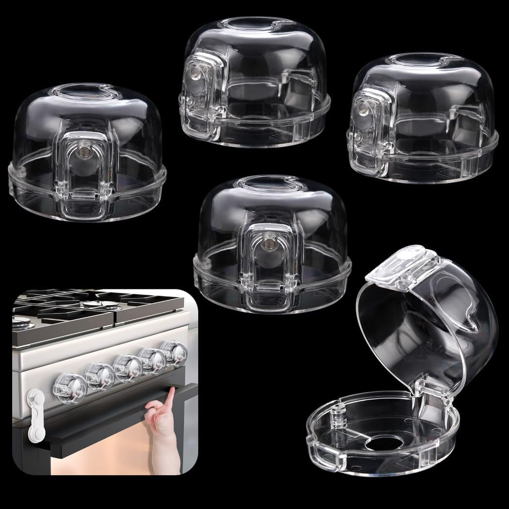 Covers Safety Protective Kitchen Dust-Proof Oven Lock, With View Clear Covers Knob Oven Stove For Knob Stove Gas Double-Key Covers, Protectors Knob