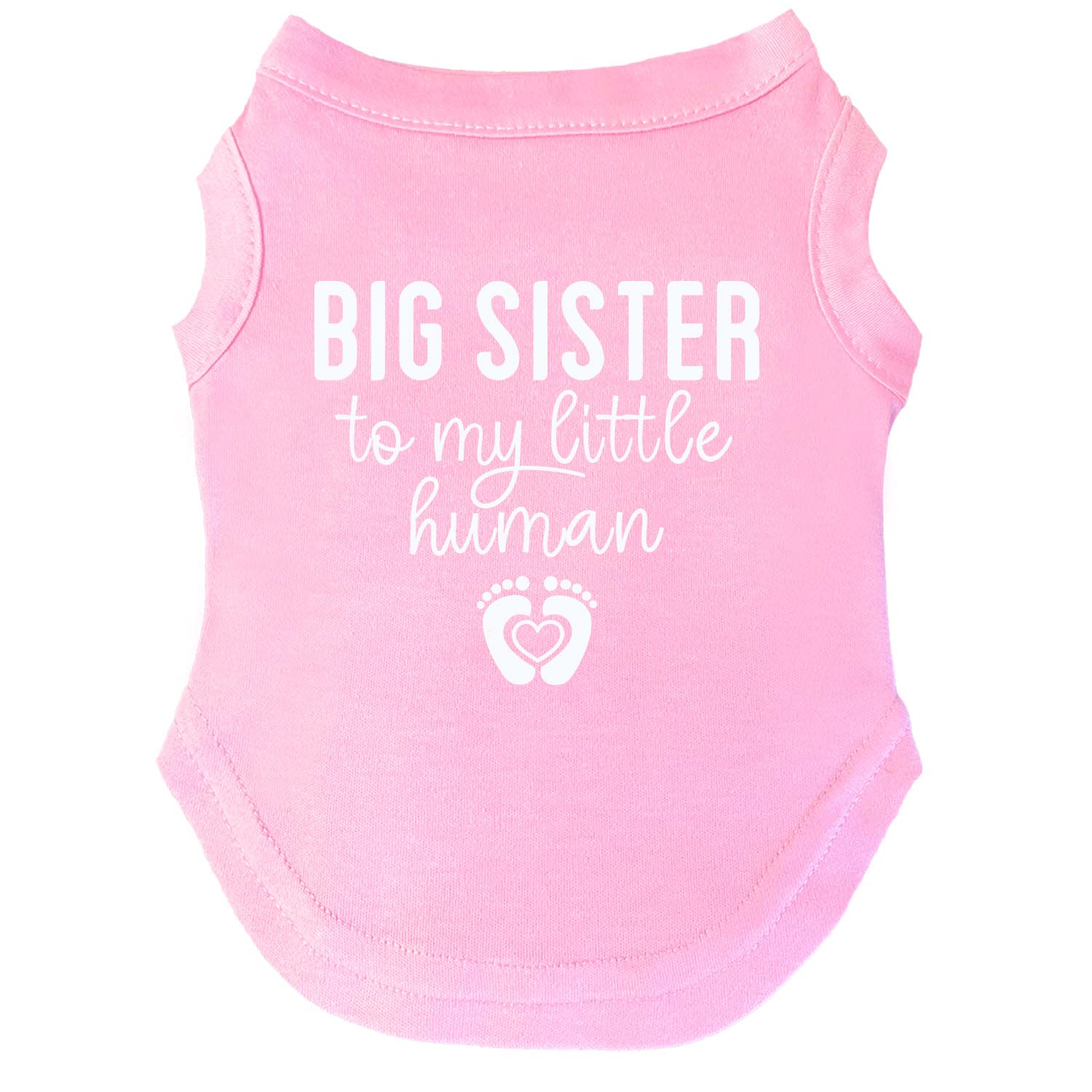 Big Sister to My Little Human Dog Tee Shirt | Sleeveless | Pregnancy Announcement | New Baby | Gender Reveal | Photoshoot (Baby Pink, Large 192)