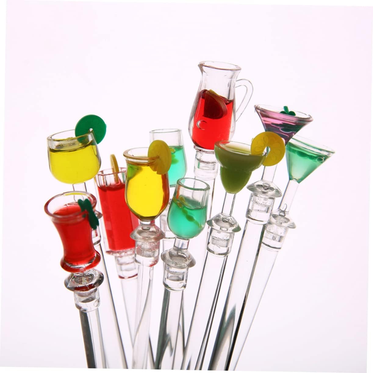 SOLUSTRE 10Pcs Colorful Stirring Mixing Sticks Swizzle Sticks for Cocktail Drinks Versatile Drink Stirrers for Bars Restaurants and Home Use