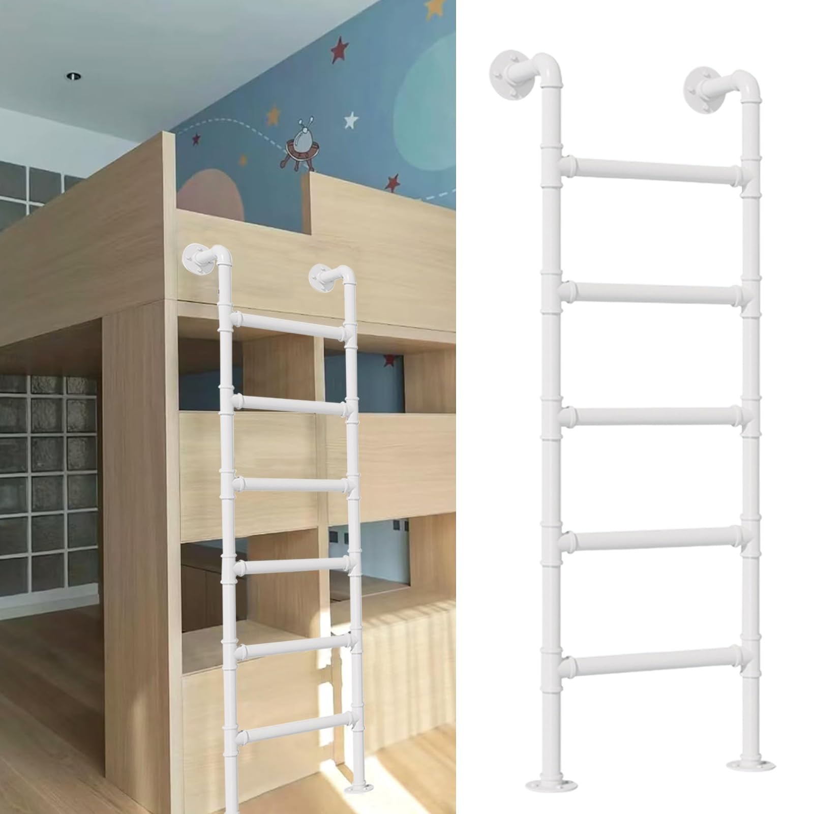 Échelle de secours en métal blanc de 100cm à 300cm pour maison