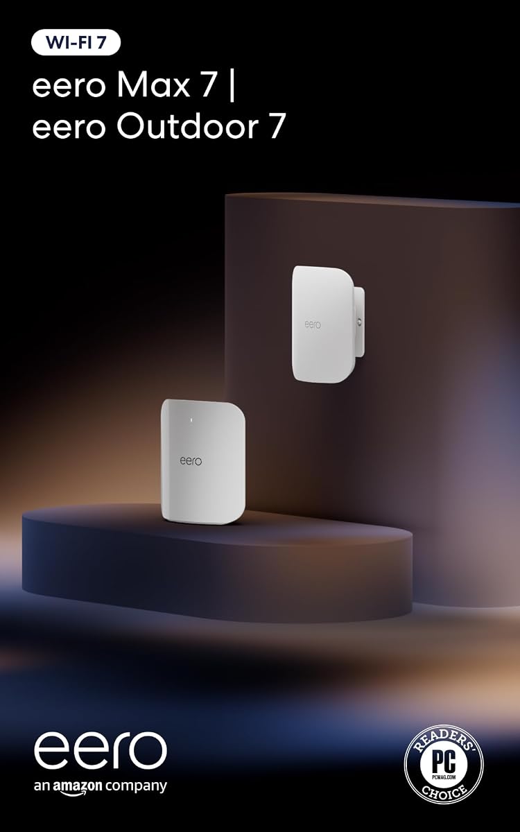 Amazon eero Max 7 (1-pack) with Amazon eero Outdoor 7 (1-pack) mesh wifi system