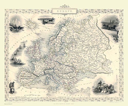 Puzzle de 1000 piezas: mapa histórico de Europa de 1851, réplica vintage de alta calidad