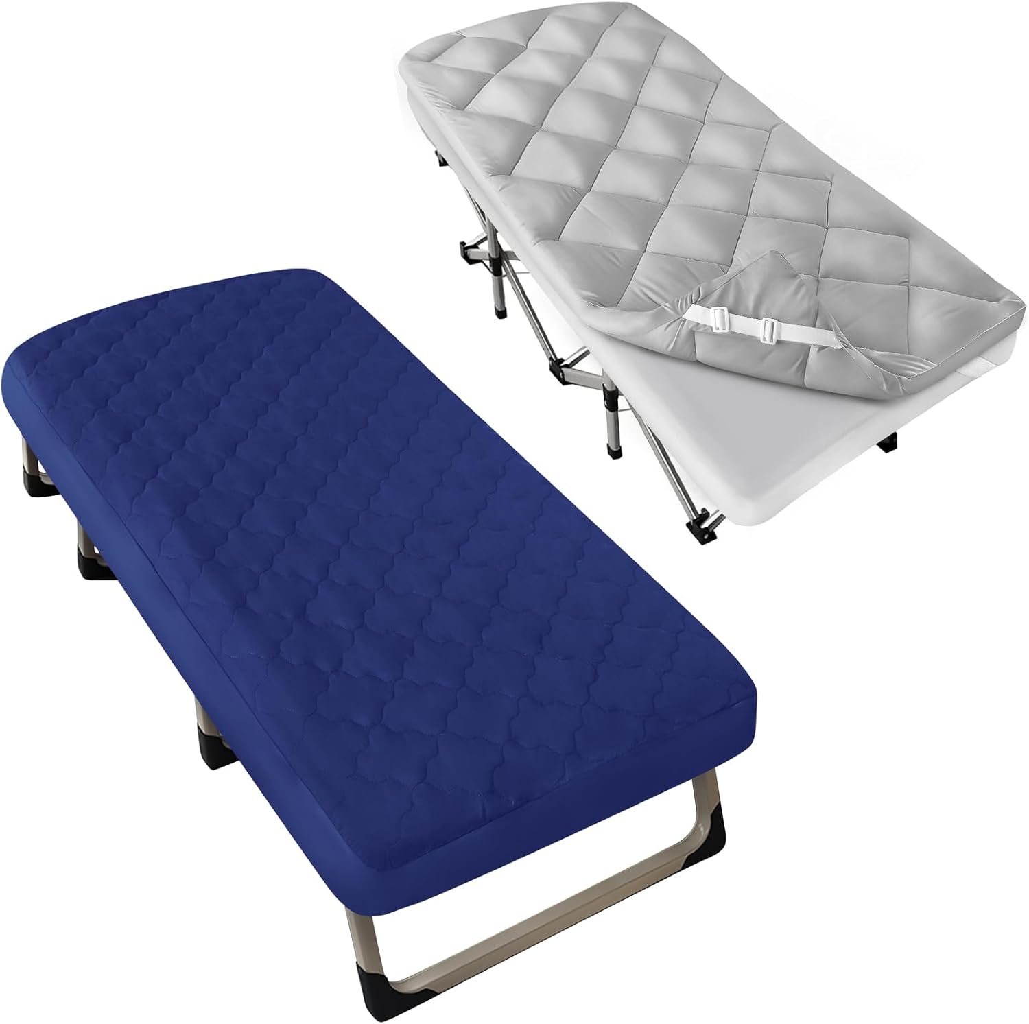 Coldwind Cot Size Mattress Pad & Topper, Navy, 75" x 30" x 2", Waterproof, Breathable, Machine Wash