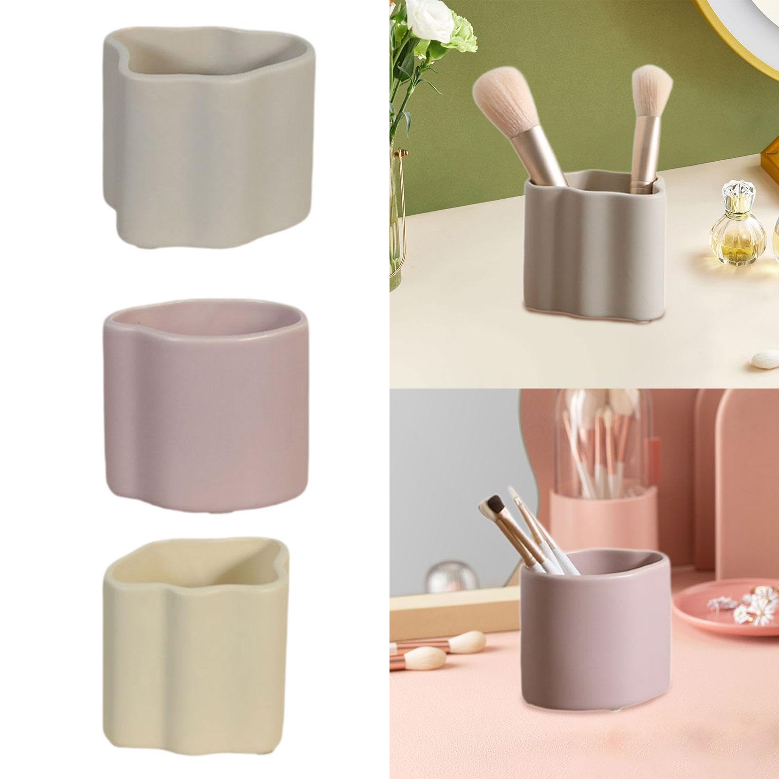 CALANDIS™ Makeup Brush Organizer Decorative Dressing Table Ornaments for Women Bedroom 7.9cmx9.2cm Gray | Storage Boxes | Home Organization | Household Supplies & Cleaning 3