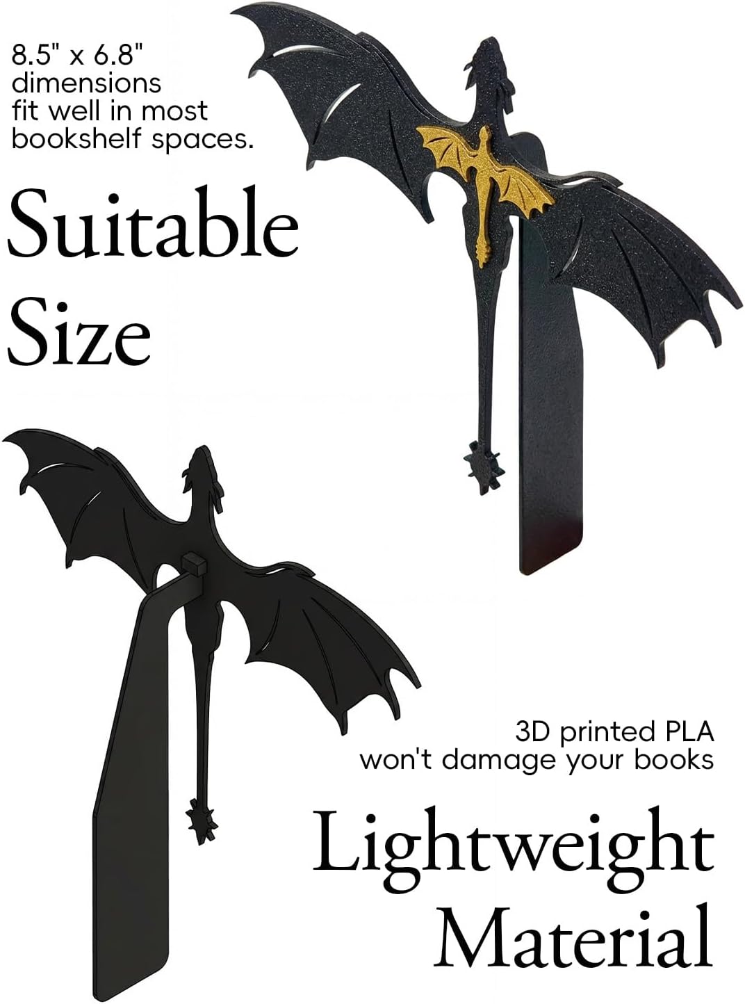 TwoDays Dragon Wing Inspired Bookshelf Display Decor - Romantasy Romance Merch, Fantasy Book Accessories Merchandise, Gifts for Bookish Book Lovers Library (8.5'' x 6.8'') image 2