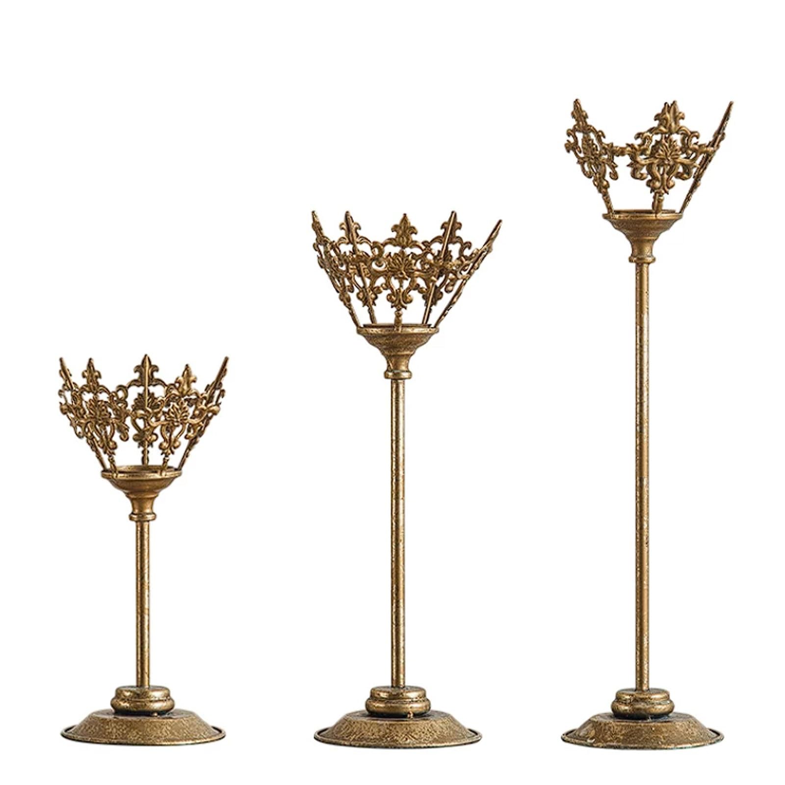 Lot de 3 bougeoirs en fer anti-basculement avec base stable pour vos tables
