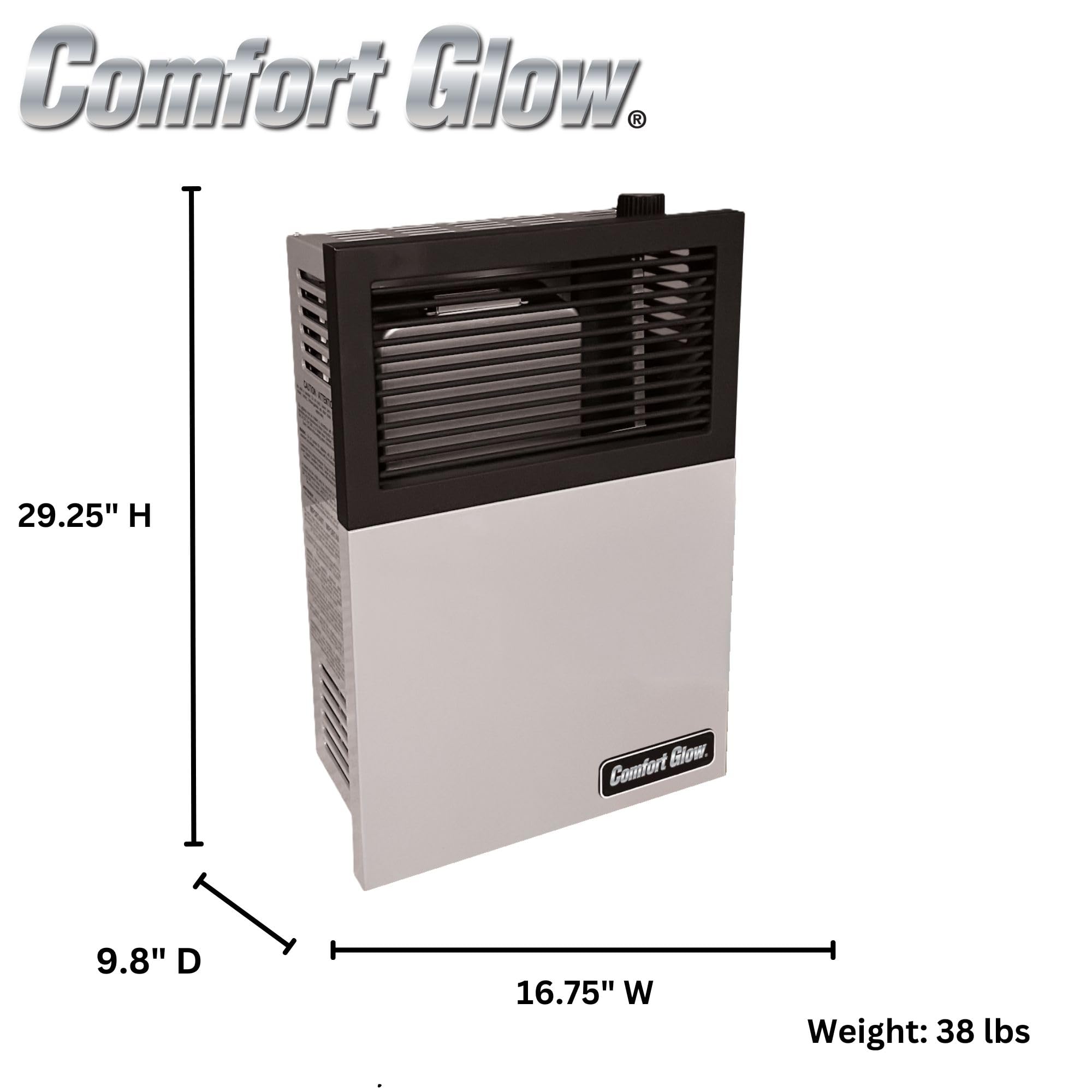 Comfort Glow 8,000 BTU Direct Vent Natural Gas Wall Mounted Heater, Piezo Ignition, 280 Sq Ft Heat, Safety Pilot and Built In Pressure Regulator