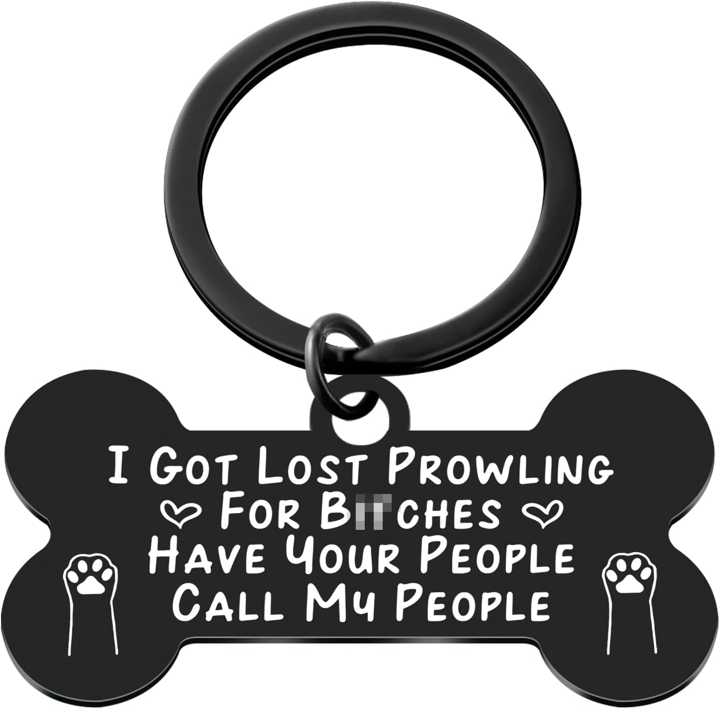 Funny Dog Tag Collar Cat Pet Id Tags for Dogs Engraved Stainless Steel I Got Lost Prowling Have Your People Call My Puppy Lover, Black
