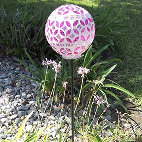 Solar Power Mosaic Glass Pink Ball Garden Light, Color Changing Multi-Color Yard Pink Light #TOP2