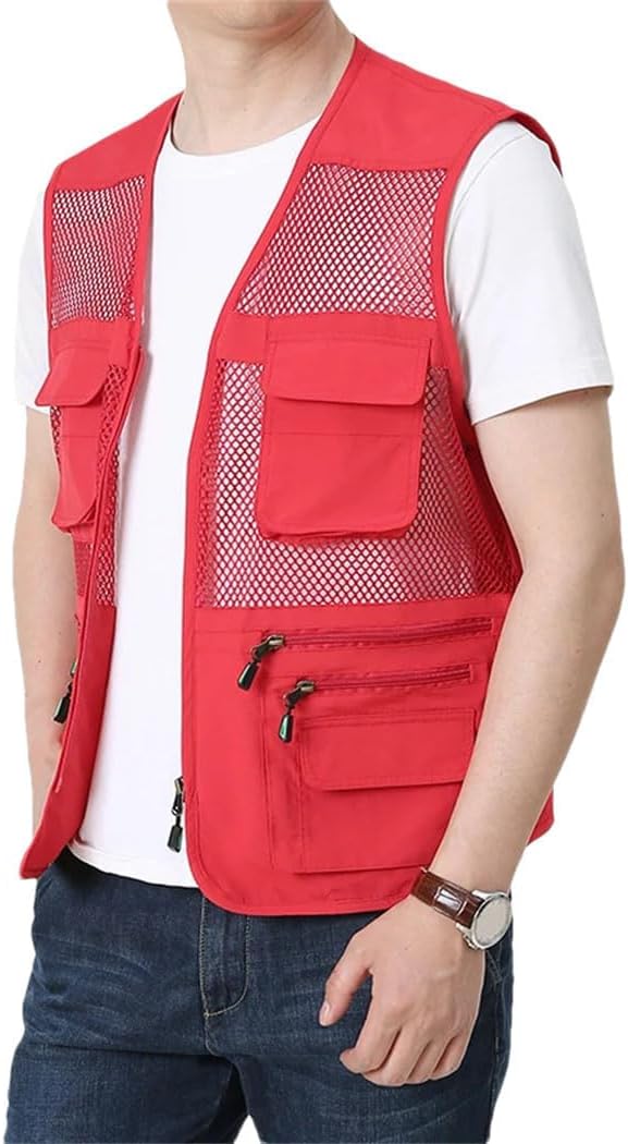 Plus Size Cooling Mesh Vest For Men - Quick-Dry Sleeveless Fishing Work Jacket With Multi-Pockets, Outdoor Wear
