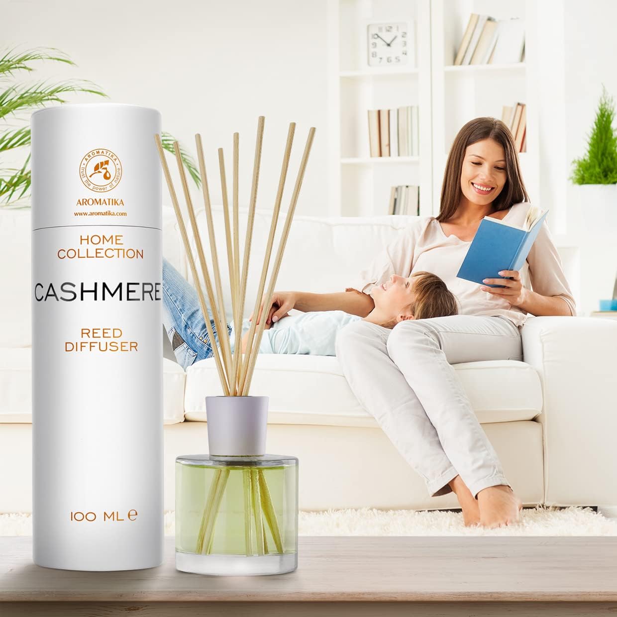 Reed Diffuser Cashmere 3.4 Fl Oz - Room Diffuser - Scented Diffusers with Bamboo Sticks - Home Fragrance - Air Freshener - Warm Scent - Fragrance for Living Room (Pack of 2)