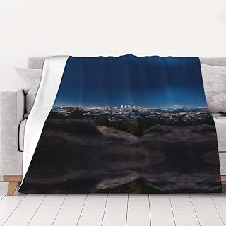 Los Angeles Skyline Print Warm Flannel Blanket Lightweight & Compact for Bed, Sofa, Camping Or Travel