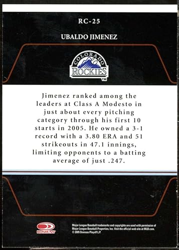 Miniatura 2 de Ubaldo Jimenez Rookie Card 2005 Zenith Roll Call Autographs #25