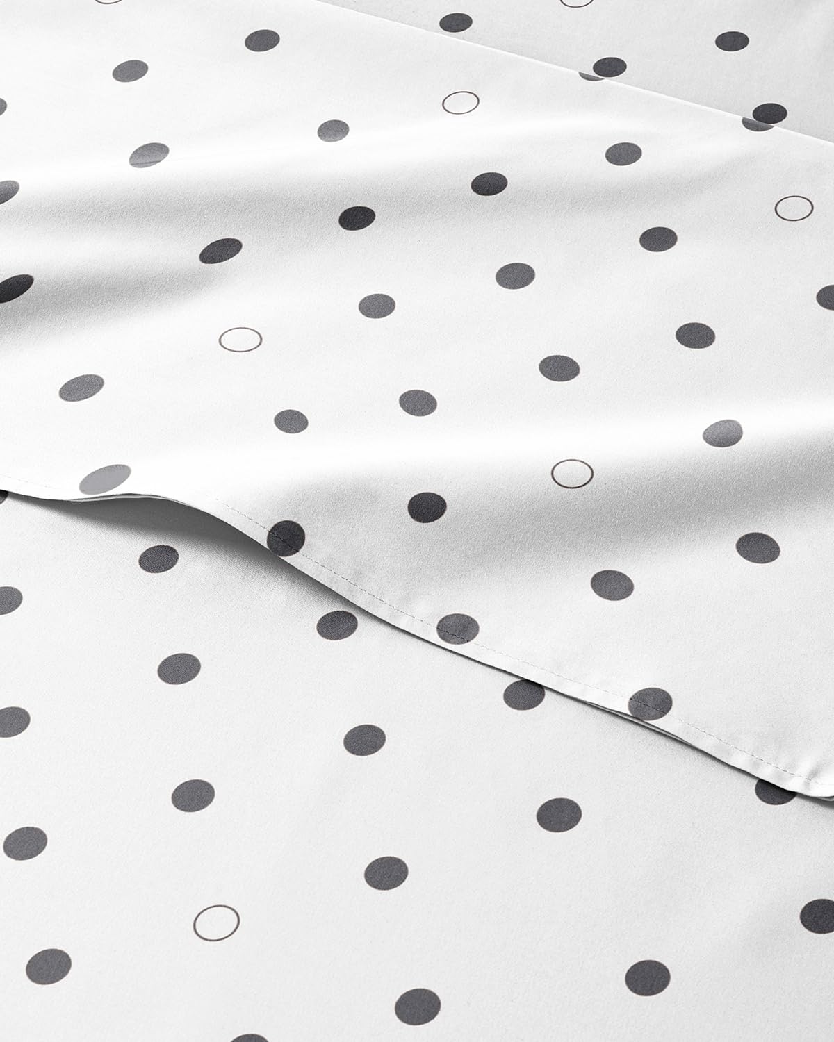 Kids Twin Size Black &amp; White Polka Dots Bed Sheets - 3 Piece Kids Sheet Set