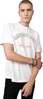 تيشيرت مطرز برسومات للرجال من اميريكان ايجل، لون أبيض