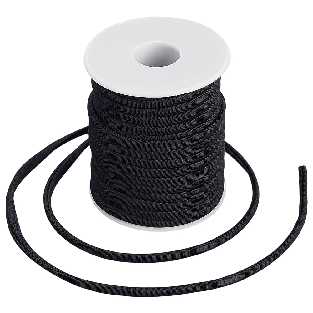 Cordoncino in nylon nero, morbido, elasticizzato, lungo, piatto, per costumi da bagno, magliette, lavori a maglia, cucito, abbigliamento sportivo, fai da te, borse, coperte, uncinetto, 20 m