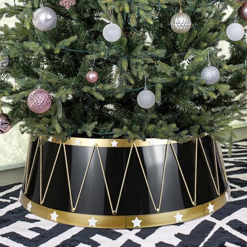HarcoHome Christmas Tree Collar, 28.4" Festive Drum Design Tree Ring,