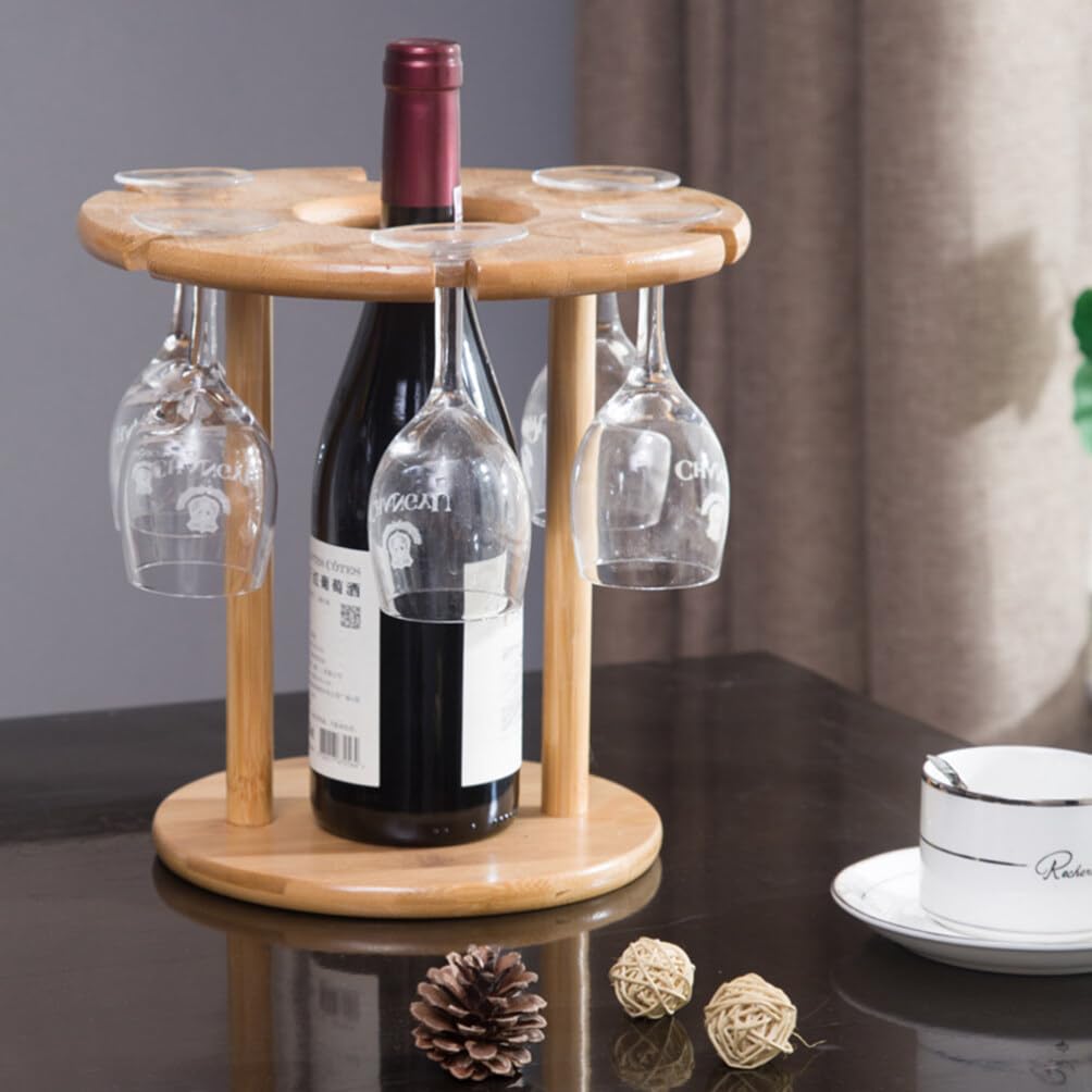 Cabilock Bottle Glass Nature Wine Stands Hanging Down Stand European Wooden Stemware Home for Countertop Tabletop Upside Rack Decoration Holder Holes Holders Style Goblet Drying