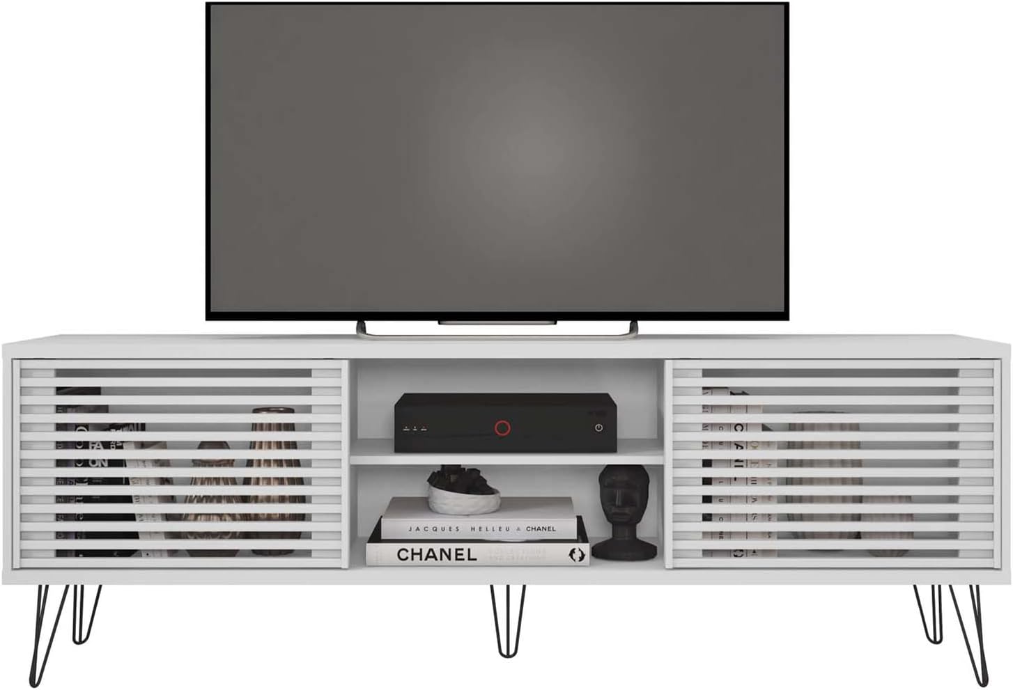 Better Home Products Mid-Century Modern TV Stand - Frizz - Up to 70" TV - Easy Assembly Natural Oak