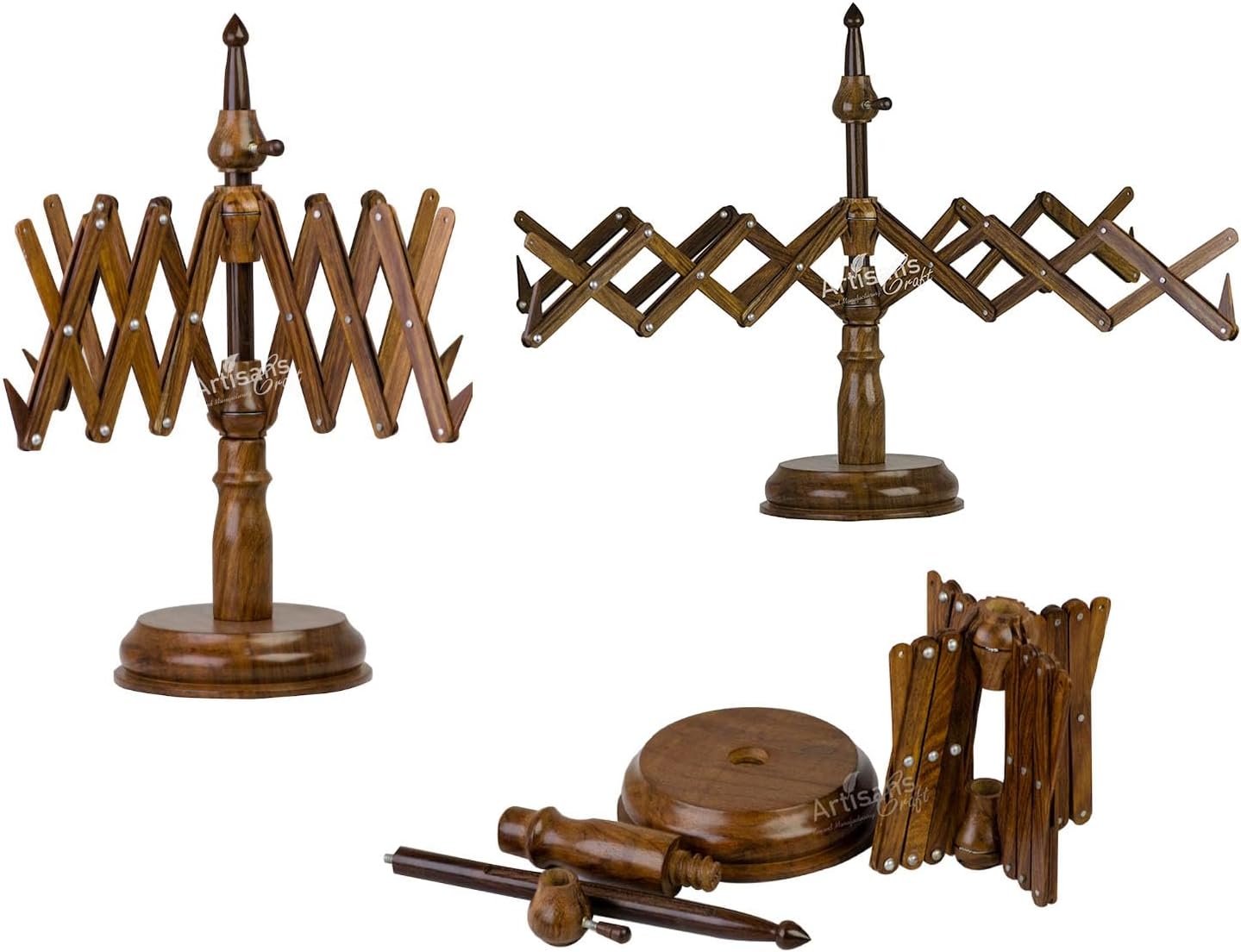 Wooden Yarn Ball Winder-Handcrafted Large Yarn Winder for Knitting&Crocheting-Hand Operated Heavy Duty Natural Ball Winder