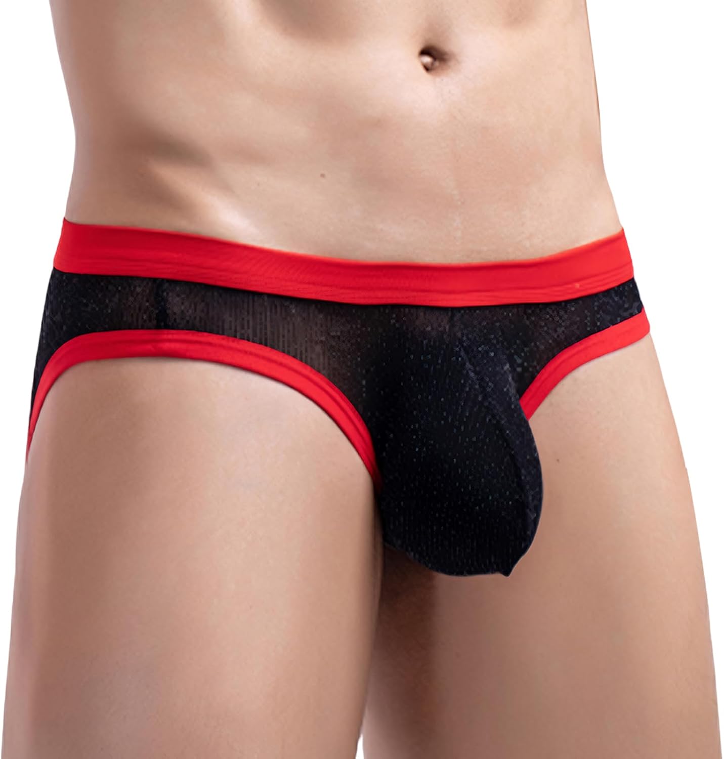 FEOYA Men's Bikini Underwear See Through Mesh Panties Low Rise Briefs Breathable Bulge Pouch Briefs Underpants