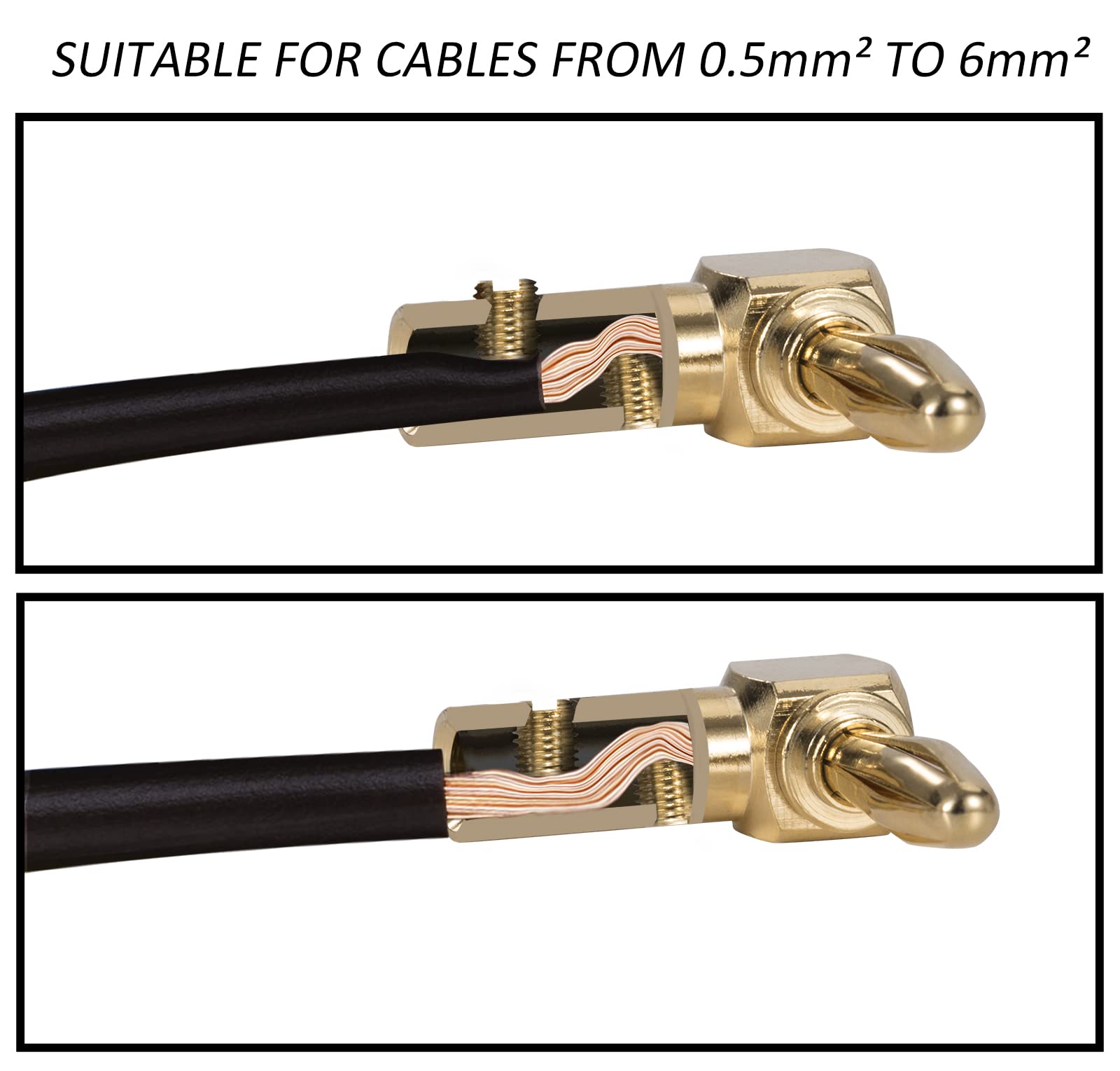 Spine A Banana 90 Gradi - Connettori Audio 4mm Placcati Oro Per Cavi