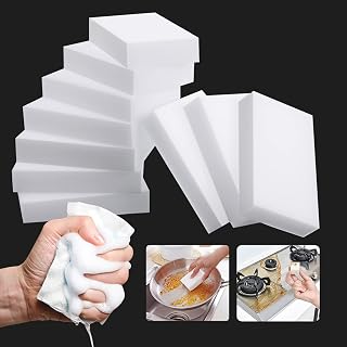 10Pack Magic Sponge Eraser, Melamine Sponge Foam, Multi-Functional Household Cleaning Non-Scratch Scrub Kitchen Sponge Pads for Kitchen, Bathroom, Tub, Sink, Furniture, Car, Walls, Shoes