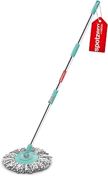 Spotzero By Milton Spin Mop Spares Set Handle with Microfibers RefillCompatible with Prime, E-Elite, Classic, Ace Mops DCPDFLR076ASSR0024 Aqua Green