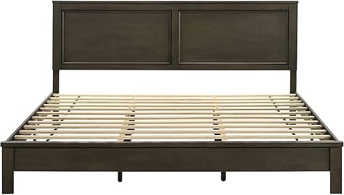 Miniatura 2 de New Classic Furniture Taurus - Cama de panel todo en uno de madera maciza, tamaño King, color gris