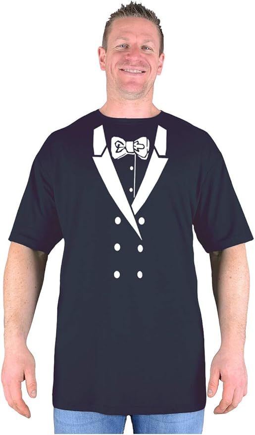 Big Tee Shirt Large Mens Bow Tie and Tuxedo TShirt 2XL 3XL 4XL 5XL 6XL