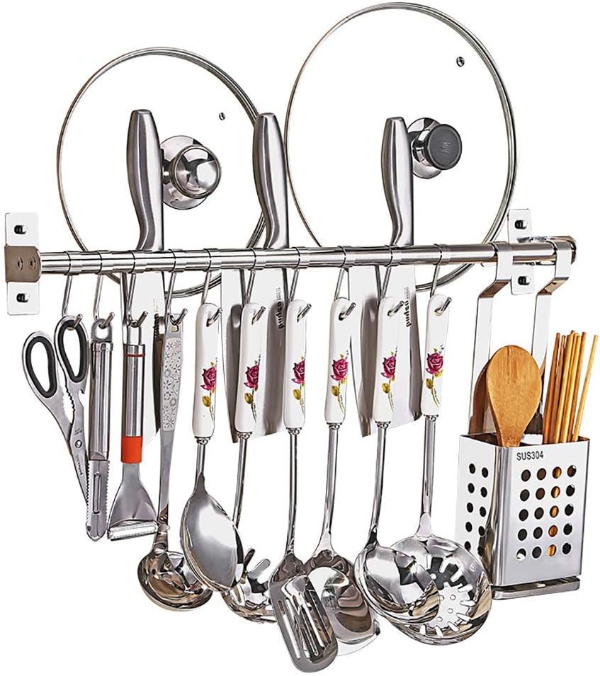 Wall-Mounted, Household Double Pole Hanging Rack, Drain Chopsticks Cage, 10 Hooks, Length 60Cm/80Cm/100Cm/Length 60Cm