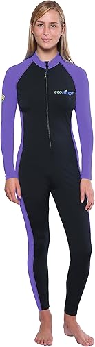 Traje de baño de cuerpo completo para mujer, protección contra rayos UV, protección UPF50+, color negro, morado, resistente al cloro