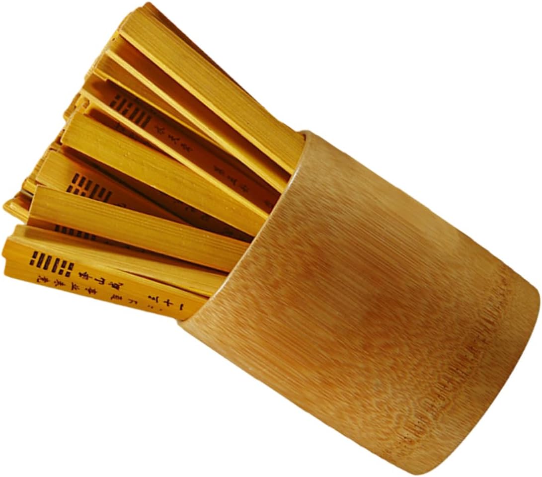 BESPORTBLE Divination Game Sticks Bucket Bamboo Sticks for Chinese Fortune Telling 64 Hexagrams Educational Tool Home Decor