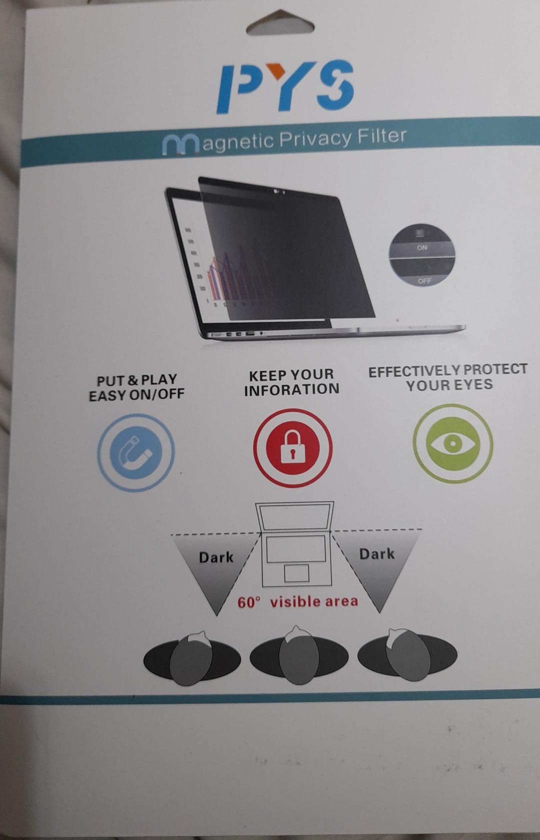 PYS 12.3 inch Surface Privacy Screen Protector Removable