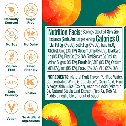 Stur Liquid Water Enhancer | Peach Mango | Sweetened With Stevia | High In Vitamin C & Antioxidants | Sugar Free | Zero Calories | Keto | Vegan | 5 Bottles, Makes 120 Drinks #TOP3