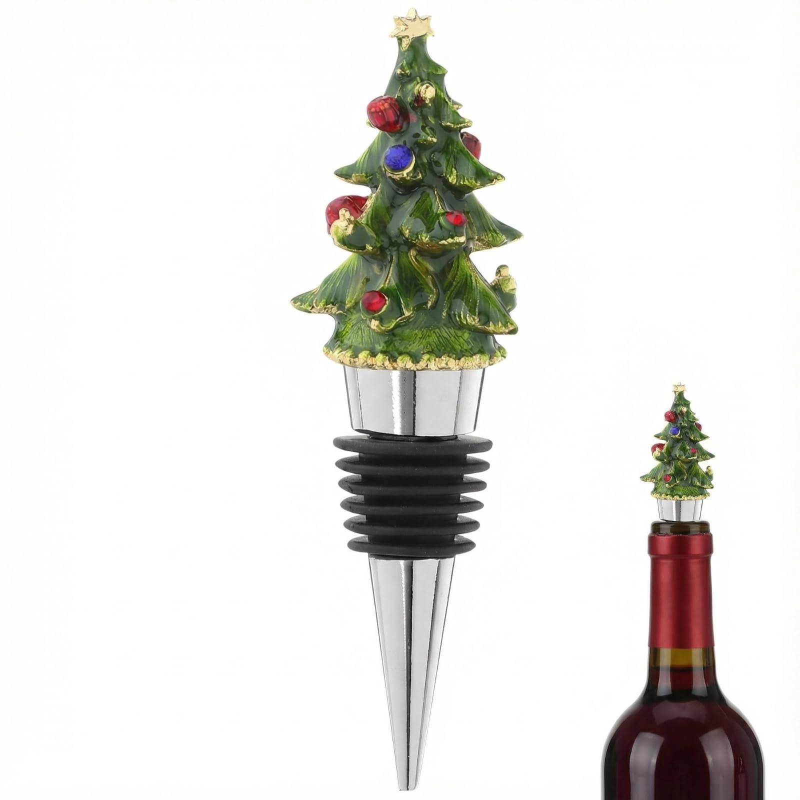 – SOIMISS Christmas Wine Bottle Stoppers, Enamel Wine Stopper, Christmas Tree Shape for Festive Decorative & Seal, Dinner Table Decor