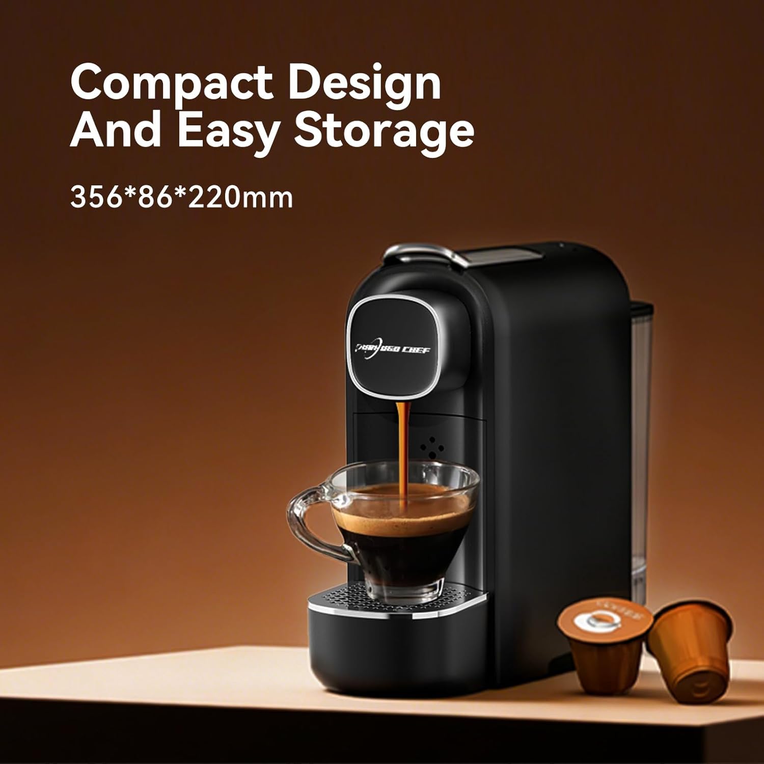 Mini Espresso Capsule Machine-One Cup Coffee Machine Single Serve Coffee Maker,Perfect for Small Space,20.29oz Removable Tank,Black