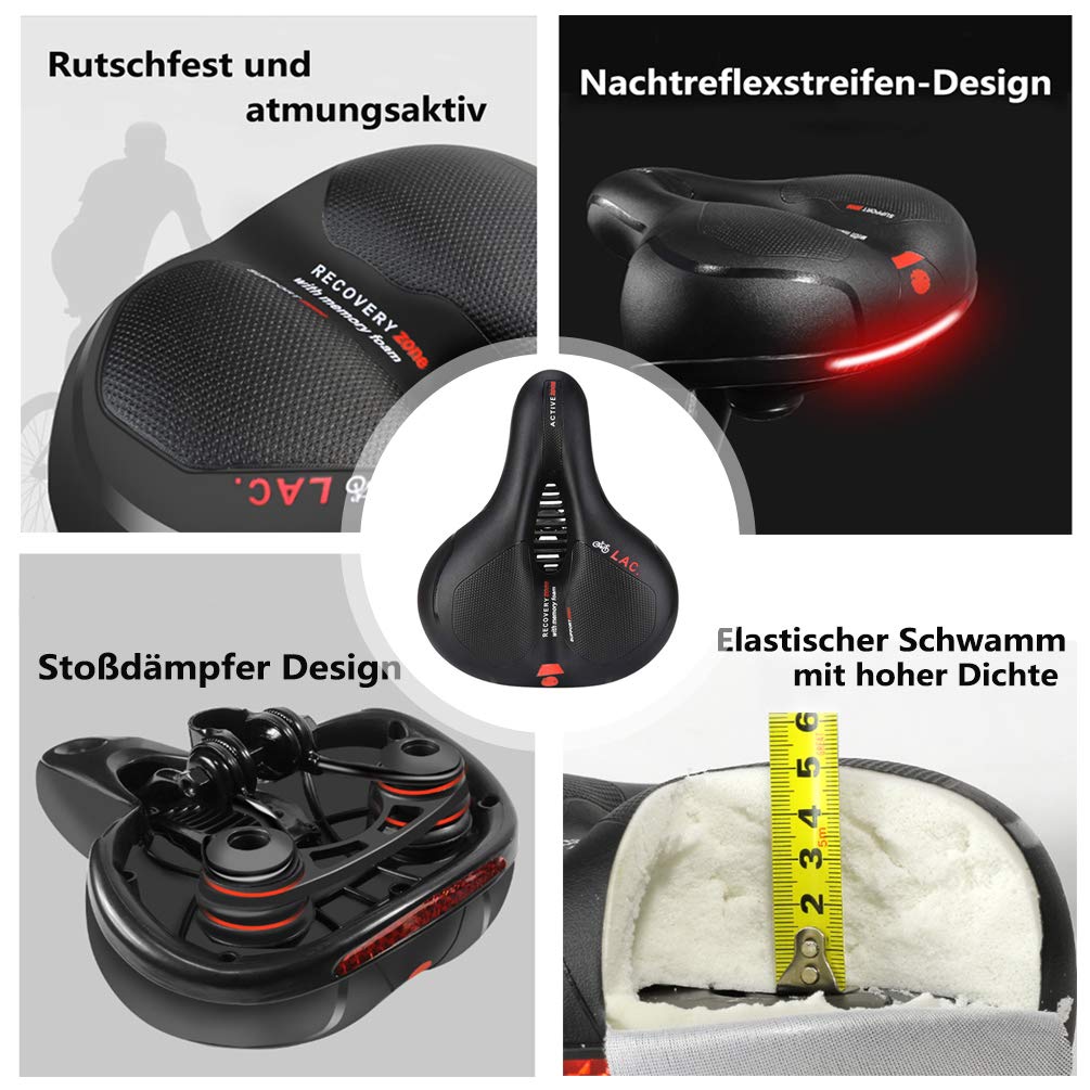 Comoda Sella Per Bicicletta Per Uomini E Donne – Ampia Sella Per Bicicletta Con Memory Foam E Rivestimento Impermeabile – Doppia Palla Ammortizzante – Ideale Per Mountain Bike, Bici Da Corsa E Fitness
