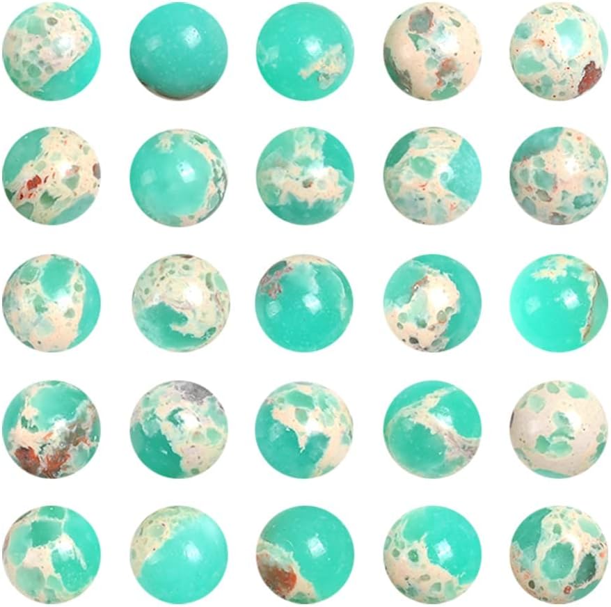 46pcs Green Imperial Jasper Beads for Jewelry Making 8mm Round Stone Beads with Snake Skin 8mm Green Imperial Jasper