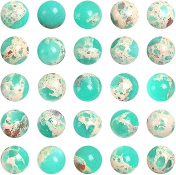 Bedazzling Loose Beads for DIY Jewelry Making, Bracelets, Necklaces, Keychains, Waist Beads, Friendship Kandi & Charms - Bulk Colorful Crystal Round Seed BeadsGreen Imperial Jasper, 8mm/45PC