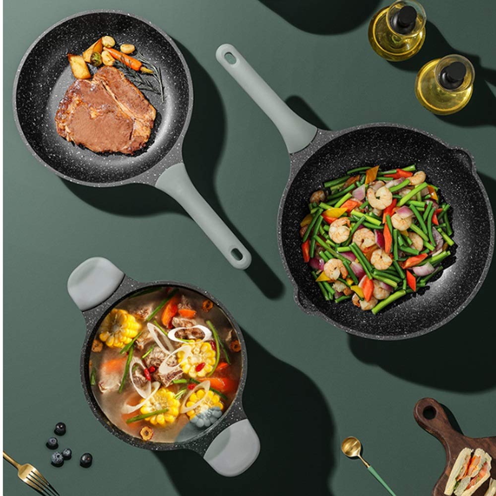 Kochgeschirr-Set, Suppentopf, Bratpfanne, Kochwerkzeug, Antihaft-Pfanne, Küche, Induktionsherd, Milchtopf, Nudeln, Topf, Wok, Eintopf, Auflauf