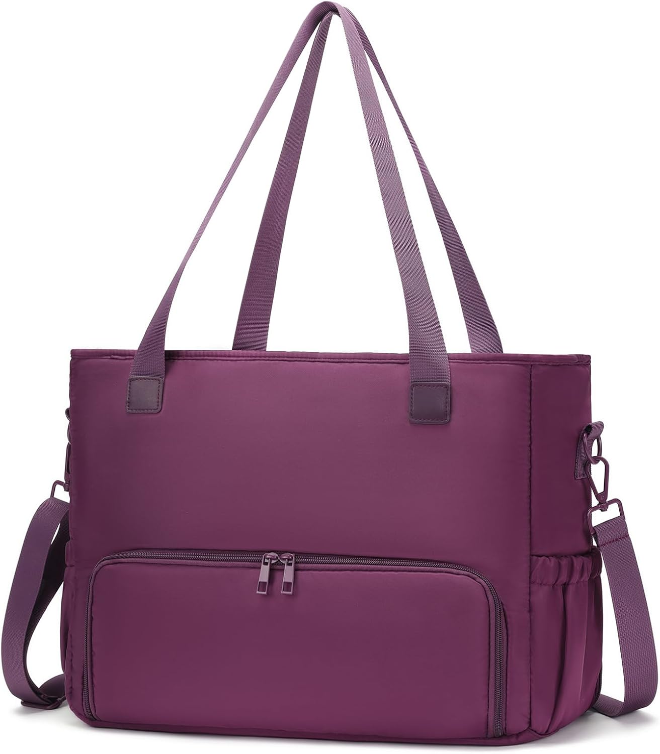 Lunch Tote Bag for Women with 15.6" Laptop Compartment, Work Tote Bag with Insulated Lunch Compartment, Large Casual Canvas Handbag Luncg Bags for Nurse, Teacher, Office, Travel, Beach, Purple