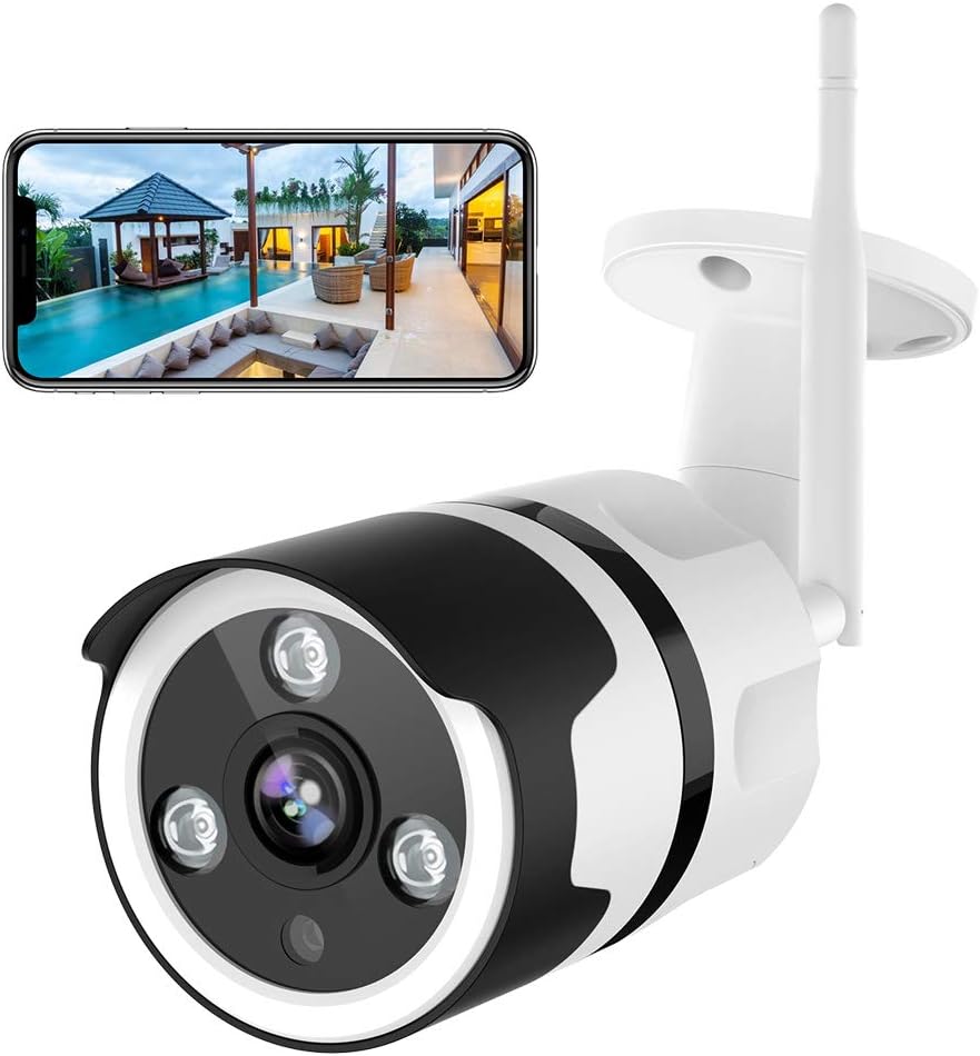 Outdoor Security Camera - 1080P Outdoor Wifi Camera with Night Vision, Motion Detection & Instant Alert, Zooms Function, IP66 Waterproof, with 2-Way Audio, Cloud Storage/SD Card Work with Alexa