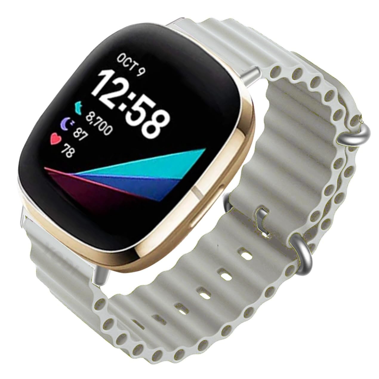 YODI Ocean Strap Band Compatible with Fitbit Versa 4/ Versa 3/ Fitbit Sense/Sense 2 Band, Soft Silicone Replacement Wristband for Women, Flexible Waterproof Sport Watch Strap for Men (GREY) (B0D8J2TMTK) Amazon Price History, Amazon Price Tracker
