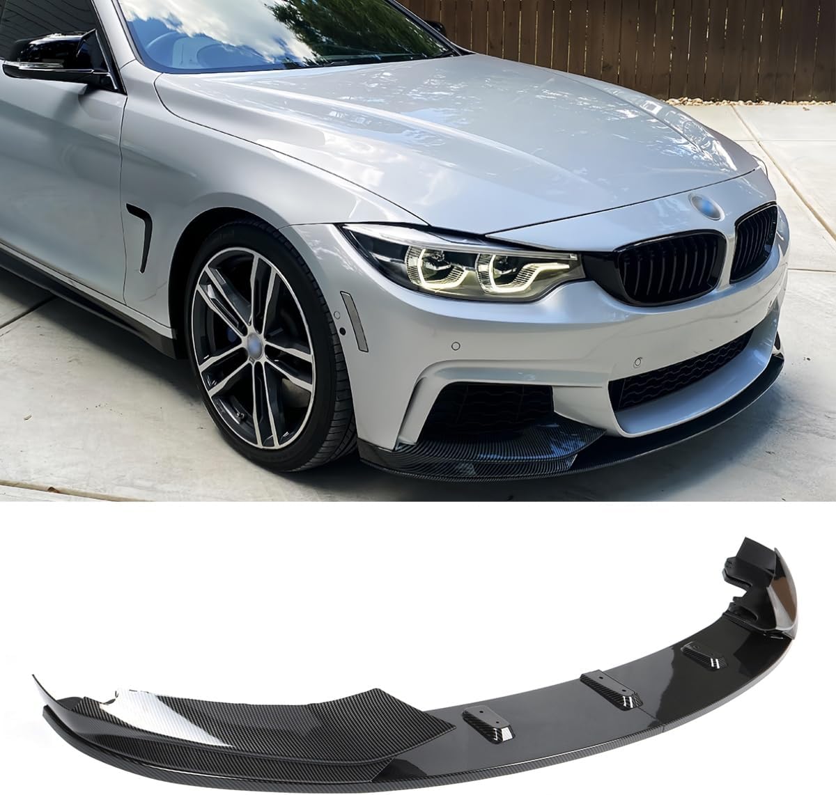 2014-2020 Compatible with BMW 4 Series F32 F33 F36 M Sport Front Lip Splitter, 4-Piece Design, Carbon Fiber Pattern ABS – WheelX (Not for Standard Bumper)