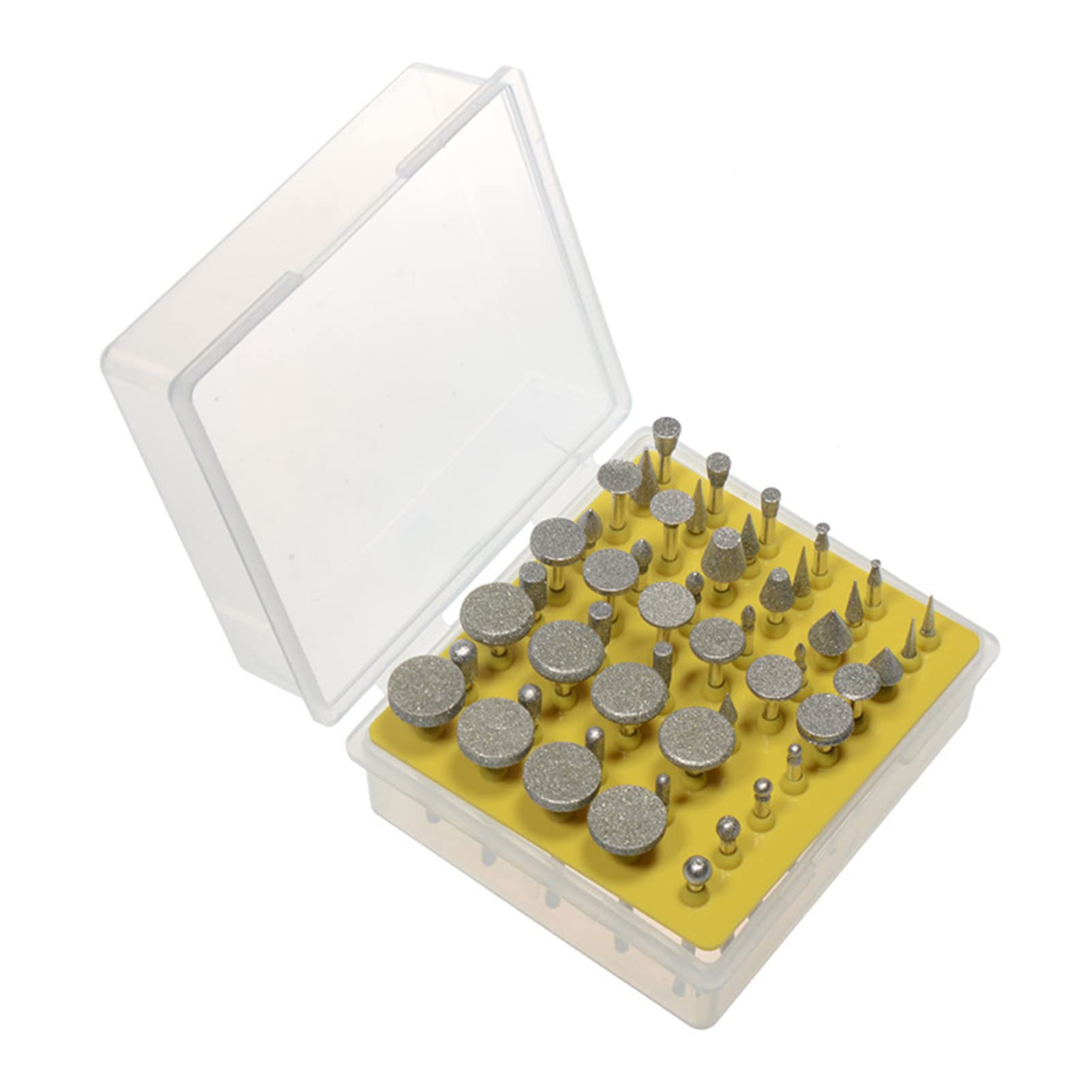 Shuiyuan 50pcs Diamond Grg Heads 1/8-Inch Shank Diamond Coated Rotary Burrs Set Grinder Rotary Tool Set Grg Cutting Head Drill Bits Metal Carving Polishing Tool Sets Electric Grg Accessories