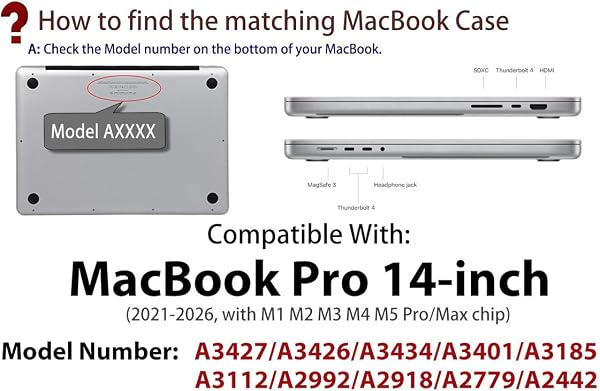 UESWILL Case Compatible with MacBook Pro 14 inch M5 M4 M3 M2 M1 Pro Max Chip & Touch ID, 2026 2025 2024 2023 2022 2021 Release, Smooth Matte Hard Shell Cover + Microfiber Cloth, Midnight Green - 2