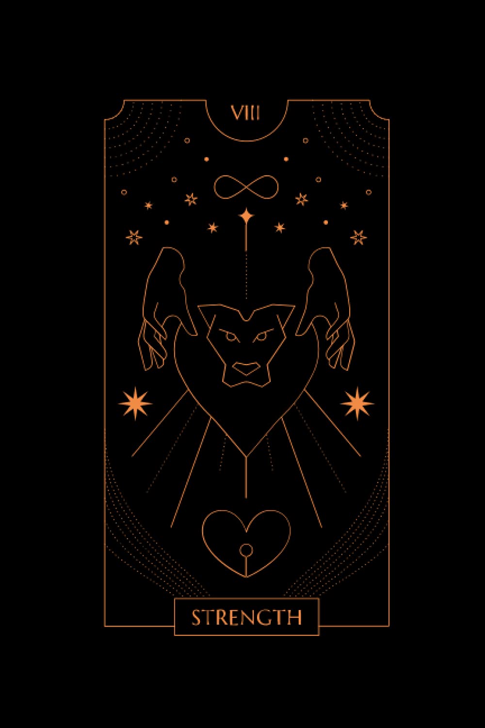 Strength Tarot Card Notebook: Black and Gold - 6”x9” size , 110 blank pages - Strength Tarot Card Journal, Sketchbook, Diary (Tarot Card Notebooks)